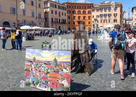 Bancarelle d'arte in Piazza Navona, Roma (Roma), Lazio, Italia Foto Stock