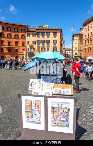 Bancarelle d'arte in Piazza Navona, Roma (Roma), Lazio, Italia Foto Stock