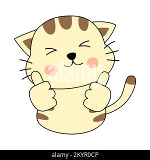 Clipart della versione cartoon di gatto in thumb up azione, illustrazione vettoriale Illustrazione Vettoriale