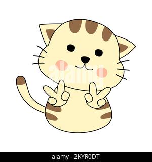 Clipart di versione cartone animato di gatto in azione sentirsi bene, illustrazione vettoriale Illustrazione Vettoriale