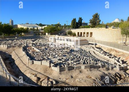 Il modello di Gerusalemme alla fine del secondo periodo del Tempio presso il Museo d'Israele a Givat RAM, Gerusalemme, Israele. Foto Stock