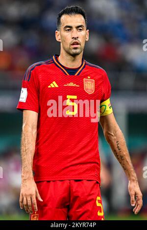 AR Rayyan, Qatar. 01st Dec, 2022. Sergio BUSQUETS di Spagna durante la Coppa del mondo FIFA Qatar 2022 incontro di Gruppo e tra Giappone e Spagna allo Stadio Internazionale Khalifa di Ar Rayyan, Qatar il 1 dicembre 2022 (Foto di Andrew Surma/ Credit: Sipa USA/Alamy Live News Foto Stock