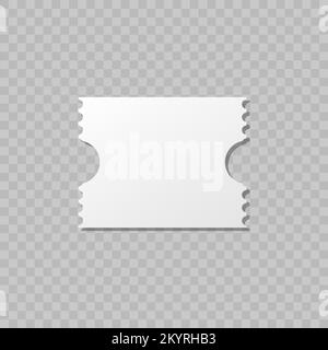 Modello di mockup ticket vuoto. Biglietti in bianco realistici per la lotteria dei film. Volantini vuoti vettoriali. Illustrazione Vettoriale