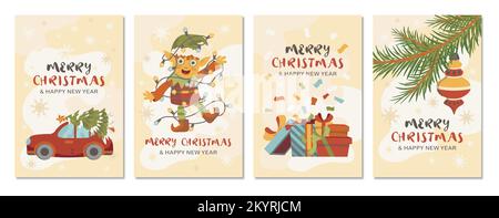 Serie di immagini banner nuovo anno carte vettore xmas nuovo anno Illustrazione Vettoriale