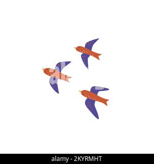 Gregge di uccelli che volano illustrazione Illustrazione Vettoriale