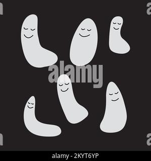 Carino Halloween ghosts vettore di illustrazione set Illustrazione Vettoriale
