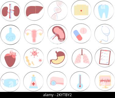 Set di icone Medicina Foto Stock