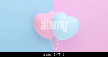 Bouquet, mazzo di palloncini rosa e blu realistici che volano. Illustrazione vettoriale per scheda, acquazzone del bambino, invito di festa di rivelazione di sesso, disegno, volantino Illustrazione Vettoriale