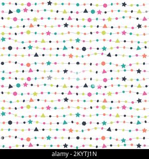 Modello senza cuciture con perline etniche disegnate a mano Illustrazione Vettoriale