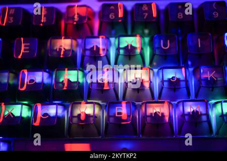 La retroilluminazione RBG per la tastiera del computer portatile Foto Stock