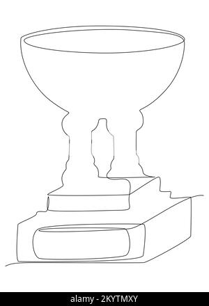 Una linea continua di Trophy Cup. Concetto di vettore di illustrazione a linea sottile. Disegno di contorno idee creative. Illustrazione Vettoriale