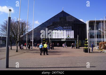 Glasgow, Scozia (Regno Unito): L'ingresso principale del SEC Centre nello Scottish Event Campus Foto Stock