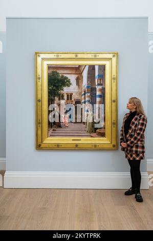 Londra, Regno Unito. 2nd Dec, 2022. Frederic, Lord Leighton, Old Damasco, 1874, est. 1,8-2,5 milioni di sterline - Anteprima della vendita serale Old Masters al Sotheby's. Credit: Guy Bell/Alamy Live News Foto Stock