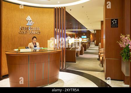 SINGAPORE - 09 NOVEMBRE 2015: Interno della lounge nell'aeroporto di Changi. L'Aeroporto Changi di Singapore è il principale aeroporto civile di Singapore Foto Stock