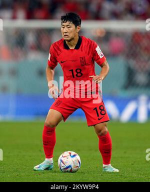 Lee Kang-in della Corea del Sud durante la partita di Coppa del mondo FIFA Group H allo stadio Education City di al-Rayyan, Qatar. Data immagine: Venerdì 2 dicembre 2022. Foto Stock