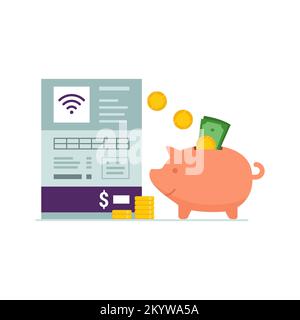 Risparmiate denaro sulla vostra bolletta internet, sulla vostra banca e sulla bolletta di servizio Illustrazione Vettoriale