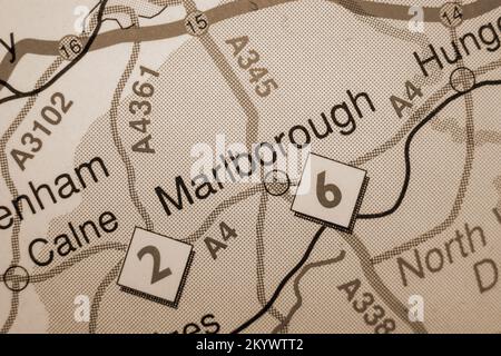 Marlborough, Regno Unito atlas mappa città nome - seppia Foto Stock
