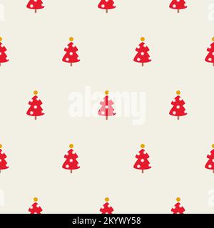 Seamless cute foresta alberi rossi modello in stile scandinavo. Kids vettore sfondo invernale per il design e decorazione tessile, copertine, confezione Illustrazione Vettoriale
