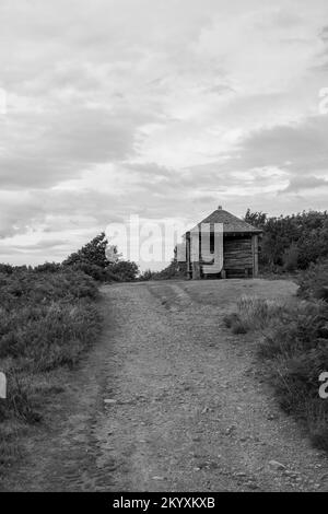 La capanna Jubilee si affaccia su Horner Woods nel Parco Nazionale di Exmoor Foto Stock