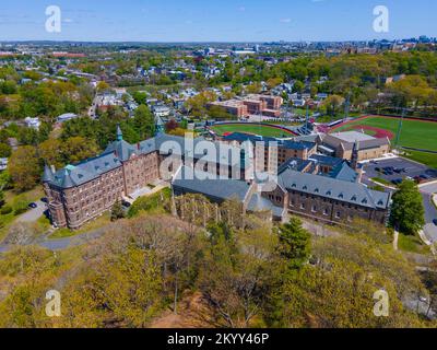 Veduta aerea del Saint John's Seminary al 127 di Lake Street a Brighton, città di Boston, Massachusetts, ma, USA. Foto Stock