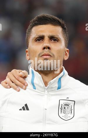 Al Rayyan, Qatar. 1st Dec, 2022. Rodri (ESP) Calcio/Calcio : Coppa del mondo FIFA Qatar 2022 fase di gruppo incontro di gruppo e tra Giappone 2-1 Spagna allo Stadio Internazionale Khalifa di al Rayyan, Qatar . Credit: Mutsu Kawamori/AFLO/Alamy Live News Foto Stock