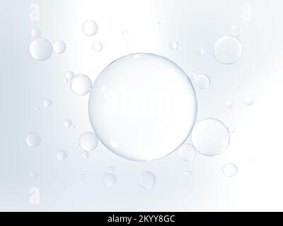 Gocce d'acqua su sfondo bianco. illustrazione 3d Foto Stock