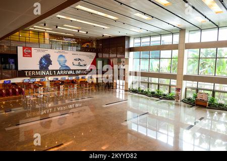 SINGAPORE - Novembre 04, 2015: interni di Changi Airport. L'Aeroporto Changi di Singapore, è il principale aeroporto civile per Singapore e uno della lar Foto Stock