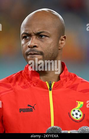 Al Wakrah, Qatar. 02nd Dec, 2022. Andre Ayew del Ghana durante la Coppa del mondo FIFA Qatar 2022 Group H match tra Ghana e Uruguay allo Stadio al Janoub di al Wakrah, Qatar il 2 dicembre 2022 (Photo by Andrew Surma/ Credit: Sipa USA/Alamy Live News Foto Stock