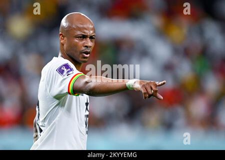 Al Wakrah, Qatar. 02nd Dec, 2022. Andre Ayew del Ghana durante la Coppa del mondo FIFA Qatar 2022 Group H match tra Ghana e Uruguay allo Stadio al Janoub di al Wakrah, Qatar il 2 dicembre 2022 (Photo by Andrew Surma/ Credit: Sipa USA/Alamy Live News Foto Stock