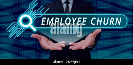 Ispirazione che mostra il segno Employee Churn. Il tasso concettuale di modifica delle foto dei lavori esistenti viene perso e aggiunto di nuovo Foto Stock