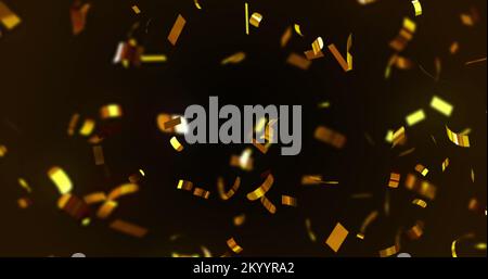 Immagine dei coriandoli su sfondo nero Foto Stock