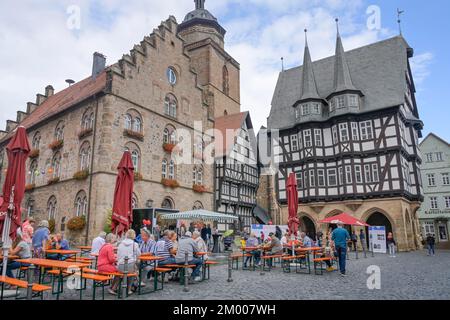 Casa del vino, municipio, mercato, Alsfeld, Assia, Germania, Europa Foto Stock