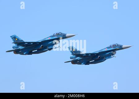 Prefettura di Fukuoka, Giappone - 14 aprile 2014: Caccia multirole Mitsubishi F-2A della Japan Air Self-Defense Force. Foto Stock