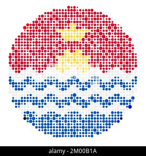 Mappa di Kiribati Silhouette disegno generativo pixelato Illustrazione Vettoriale