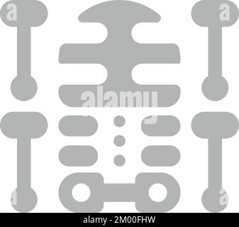 Esposizione di raggi X e ossa in stile minimale isolato sullo sfondo Illustrazione Vettoriale
