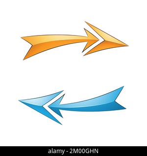Immagine delle frecce di aggiornamento lucido nei colori blu e giallo isolate su sfondo bianco Illustrazione Vettoriale