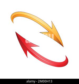 Immagine delle frecce di aggiornamento o di riciclo di colore giallo e rosso isolate su sfondo bianco Illustrazione Vettoriale
