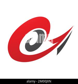 Illustrazione della freccia a forma di uragano nei colori rosso e nero isolato su uno sfondo bianco Illustrazione Vettoriale