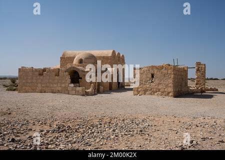 Qasr Amra o Quasayr Amra Desert Castle in Giordania esterno Foto Stock