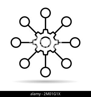 Icona di ombra di disegno digitale multicanale, simbolo di fotoricettore piatto omnichannel, illustrazione del vettore del Internet. Illustrazione Vettoriale