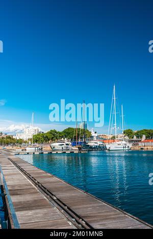 Port Vell, porto sul lungomare di Barcellona, Catalogna, Spagna, Europa Foto Stock