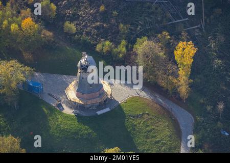 Veduta aerea, LWL-Freilichtmuseum Hagen, nuovo mulino a vento, Eilpe, Hagen, Regione della Ruhr, Renania settentrionale-Vestfalia, Germania, DE, Europa, Mulino di grano, fotogr aereo Foto Stock