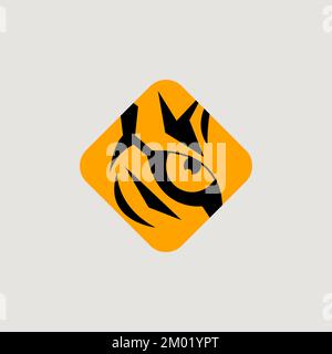 Logo Tiger Eye, simbolo della società di sicurezza. Icona Tiger Eye, emblema della squadra sportiva Illustrazione Vettoriale