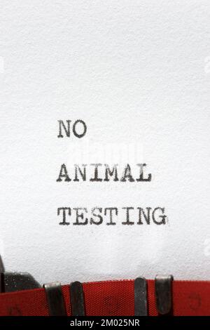 Nessuna frase di test per animali scritta con una macchina da scrivere. Foto Stock