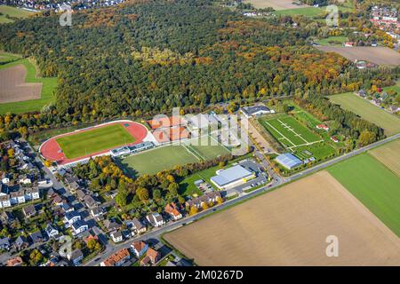 Vista aerea, HSC Sports Facility, HSC 08 Hammer Sportclub, campi da calcio, campi da tennis, tiro con l'arco, Rhynern, Hamm, zona della Ruhr, Renania settentrionale-Vestfa Foto Stock