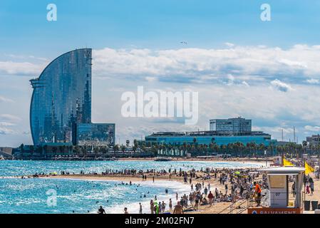 Eclipse SkyBar, W Hotel Barcellona, Porto e Spiaggia di Barcellona, Catalogna, Spagna, Europa Foto Stock