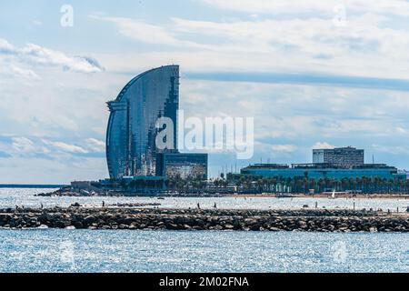 Eclipse SkyBar, W Hotel Barcellona, Porto e Spiaggia di Barcellona, Catalogna, Spagna, Europa Foto Stock