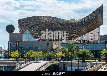 Scultura al Moll De la Fusta, Barcellona, Spagna, Europa Foto Stock