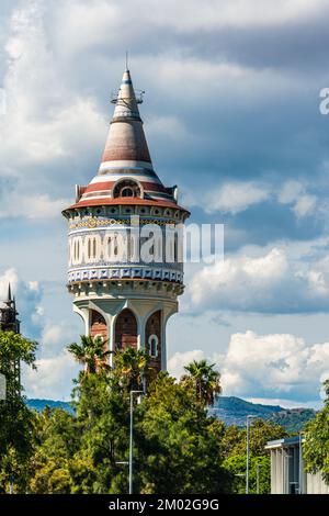 Torre de la Catalana de gas, Barcellona, Catalogna, Spagna, Europa Foto Stock