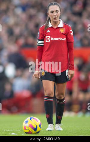 Manchester, Regno Unito. 03rd Dec, 2022. Old Trafford, Manchester, Lancashire, 3rd dicembre 2022. Manchester Utd Women vs Aston Villa Women in the Barclays WomenÕs Super League Katie Zelem of Manchester Utd Women Credit: Touchlinepics/Alamy Live News Foto Stock